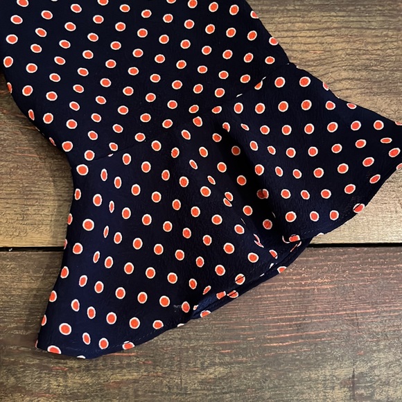 Navy background with tangerine polka dots!! - Picture 3 of 3
